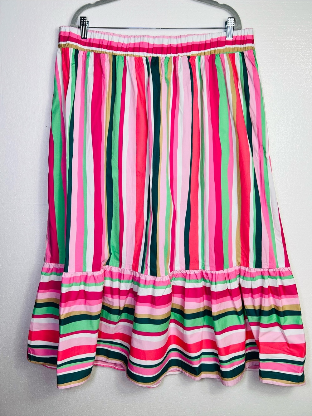 Lane Bryant Striped cotton Wide-Ruffle Maxi Skirt multicolored size 18/20 NWT